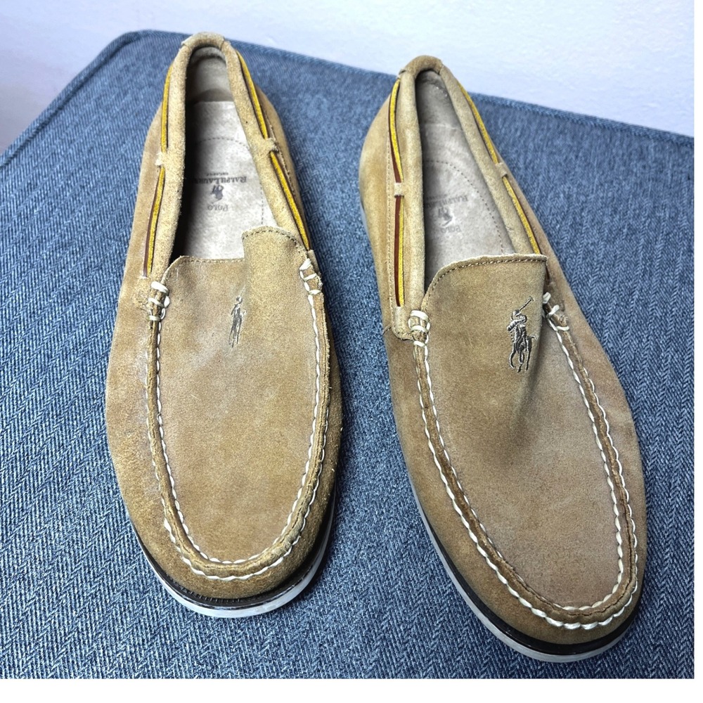 Polo Ralph Lauren Blackley Tan Suede Slip On Loafers Moc Toe Mens 9D 803155686